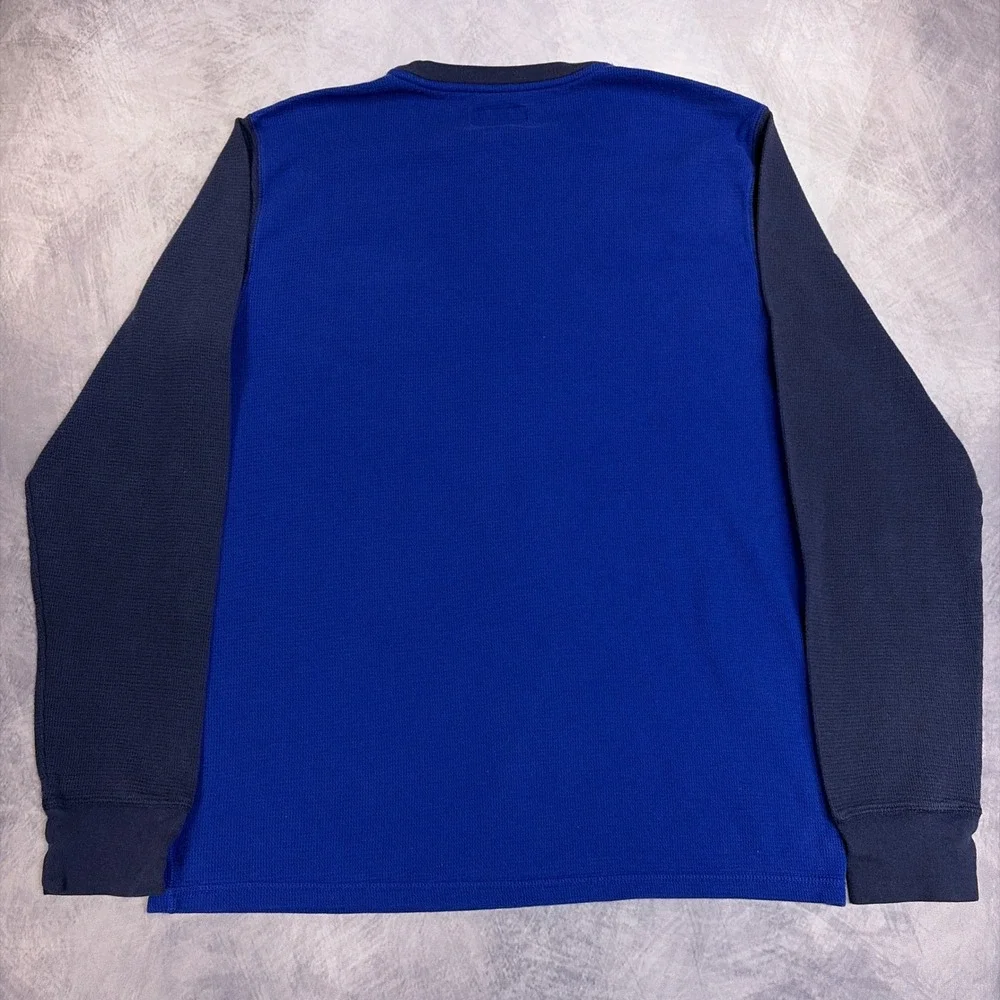 Polo Ralph Lauren Mens Waffle Knit Thermal Crest Logo Sleepwear Top Blue Large